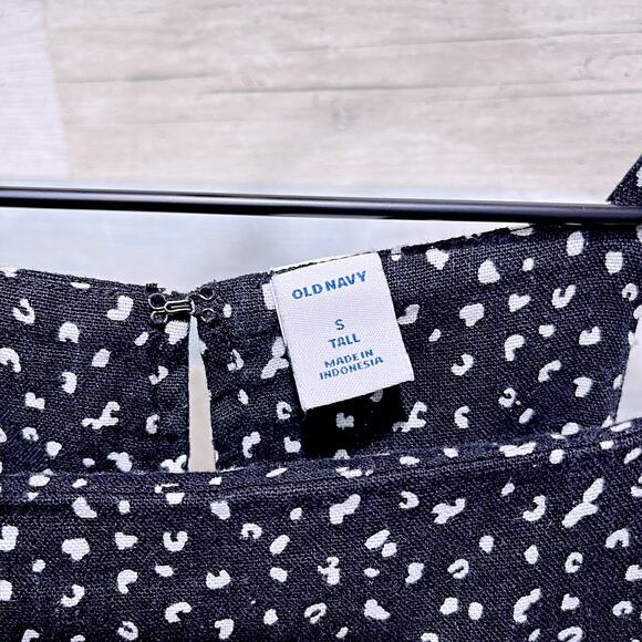 Old Navy Linen Sleeveless Square Neck Shift Dress Black Womens Small Tall ST - Picture 5 of 6